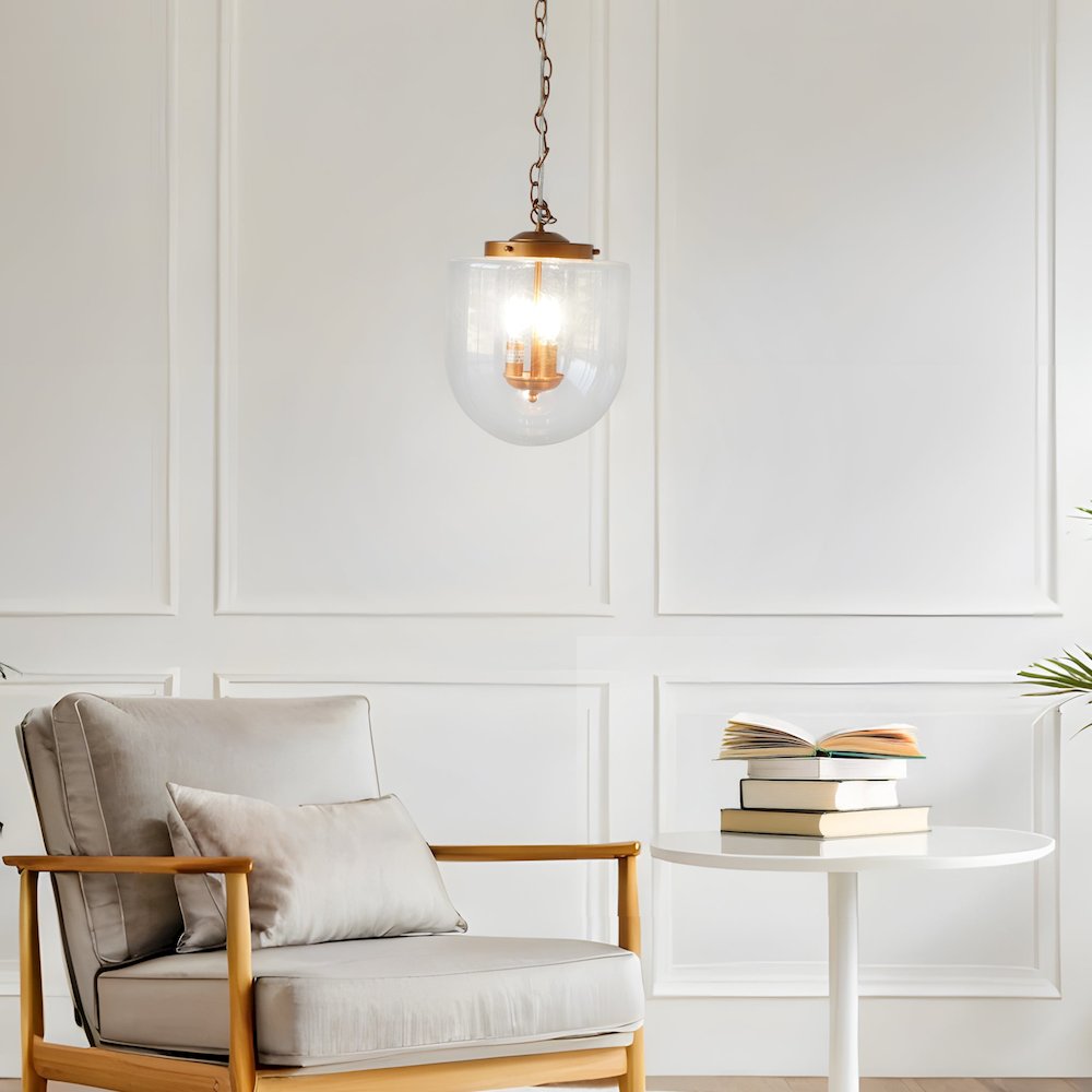 Delphi Pendant Lamp - Coarse Gold and Clear Glass. Picture 6