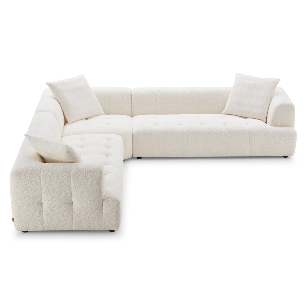 Kaynes Ivory Boucle Corner Sofa. Picture 1