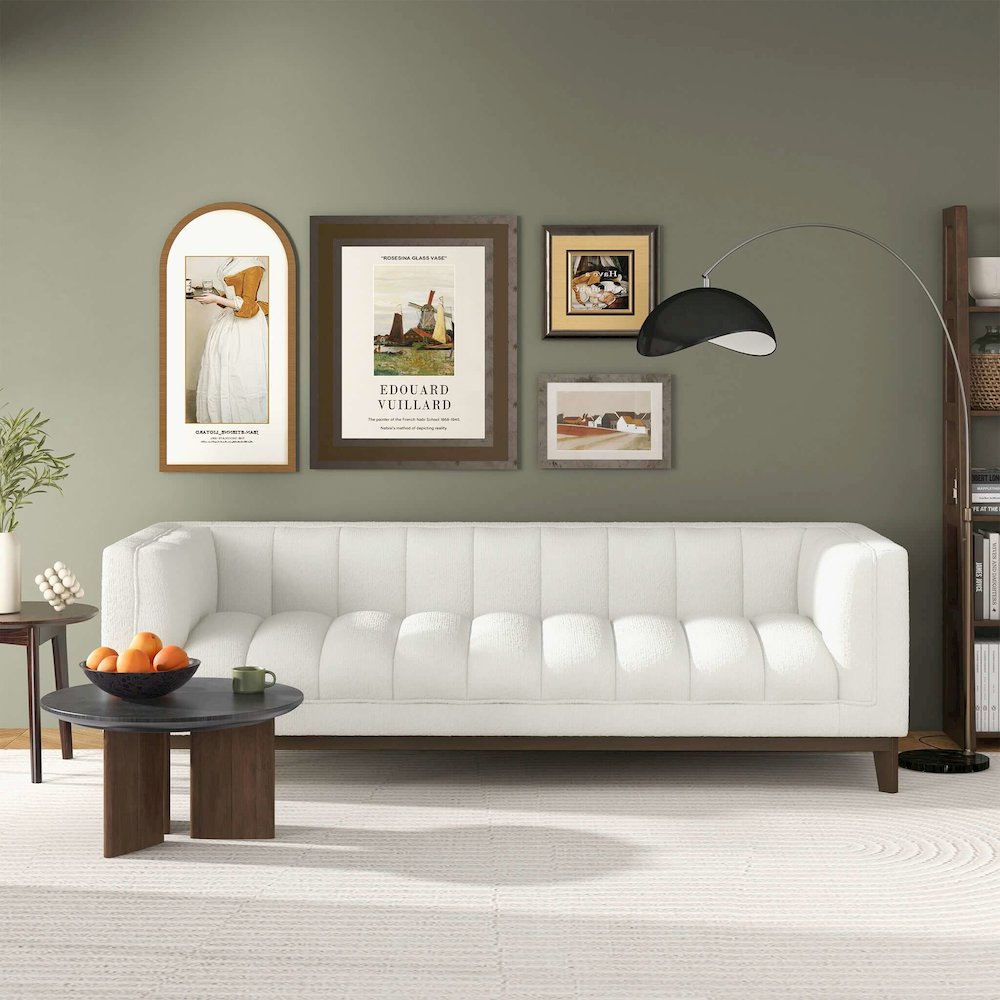 Melissa Mid-Century White Boucle Modern Sofa. Picture 2