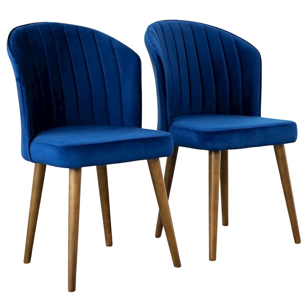 Parsons Dining Chair Set of 2 - Navy Blue Velvet. Picture 2