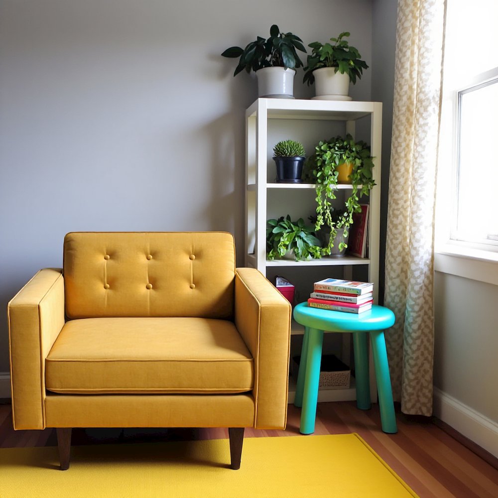 Yellow Velvet Lounge Chair with Solid Wood Frame, Perfect Accent Chair. Picture 5