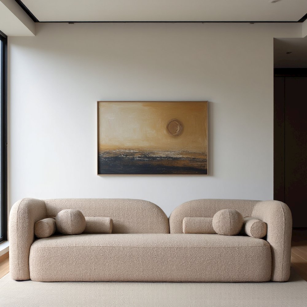 Beige Cloud Sofa, Comfy Couch with Solid Wood Frame and Boucle Upholstery. Picture 4