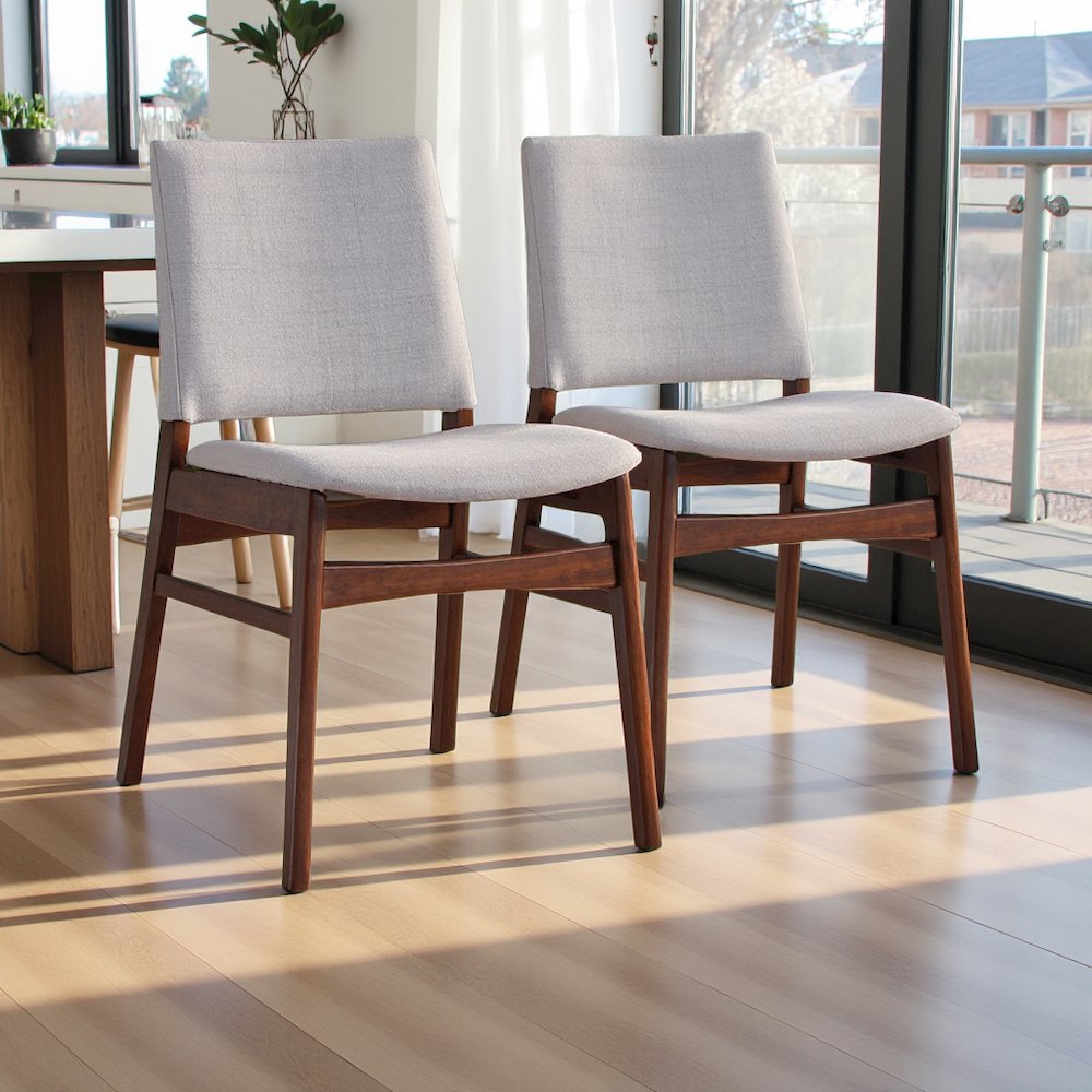 Set of 2 Light Gray Fabric Dining Chairs for Dining Room and Kitchen. Picture 5