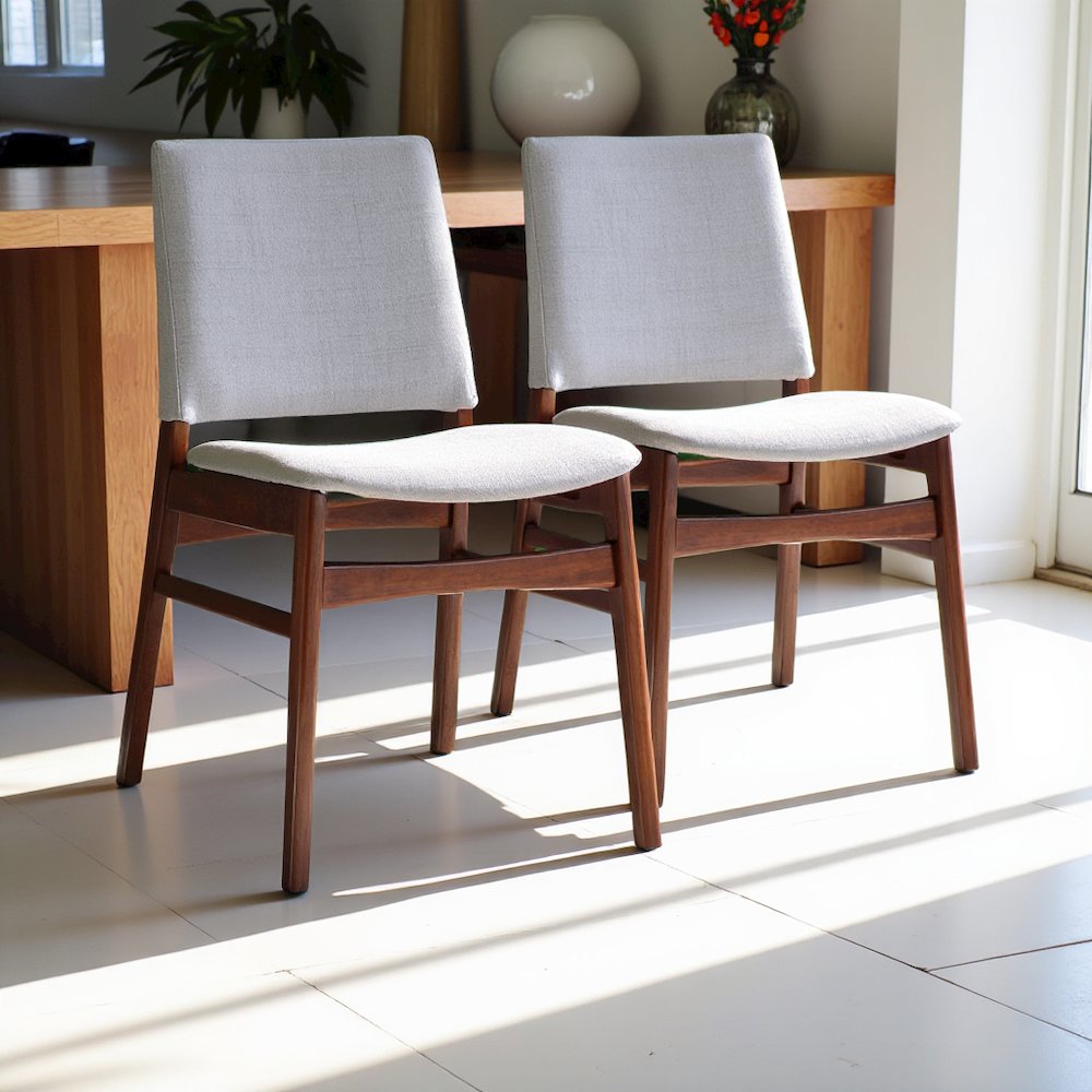 Set of 2 Light Gray Fabric Dining Chairs for Dining Room and Kitchen. Picture 4