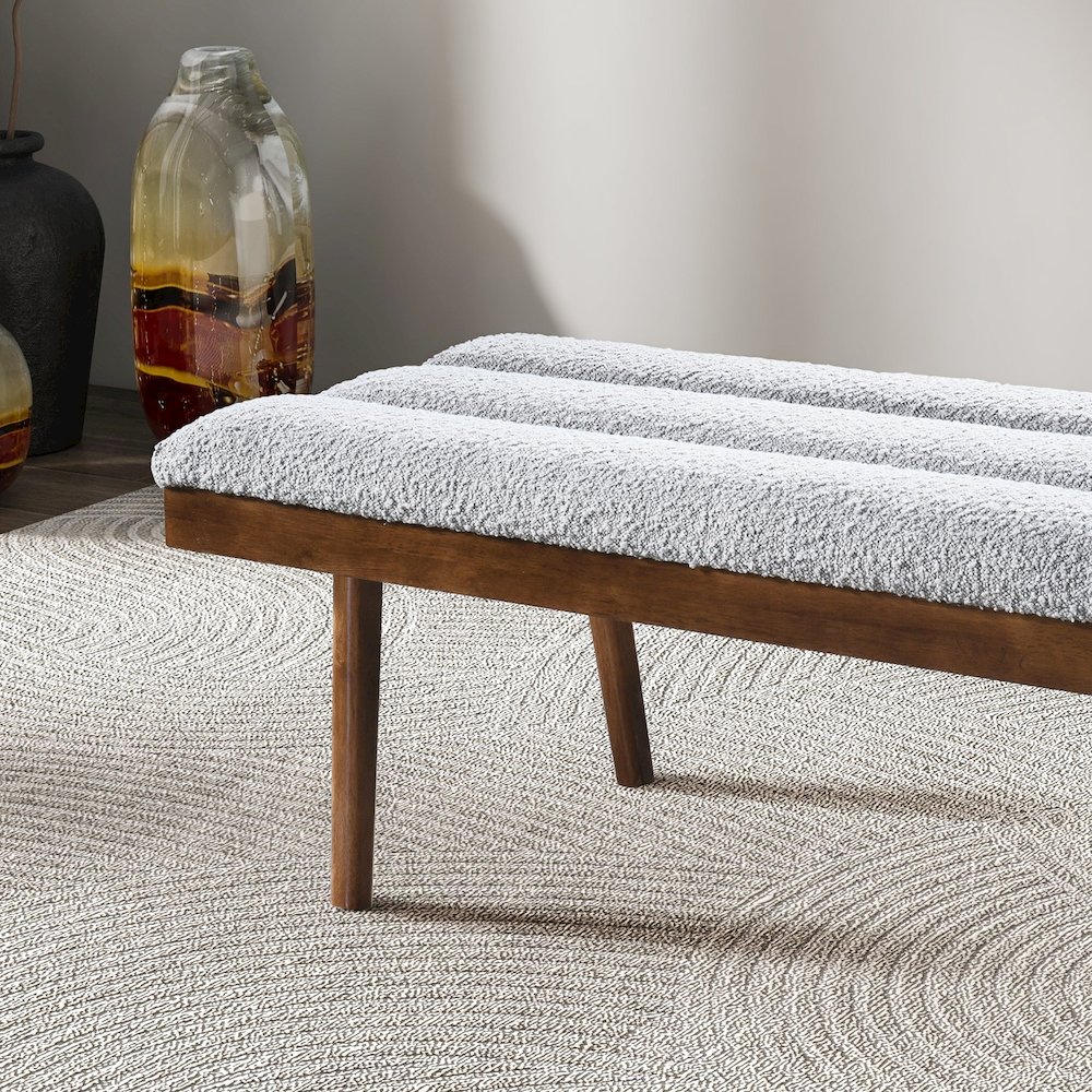 Troni Light Grey Boucle Bench. Picture 3