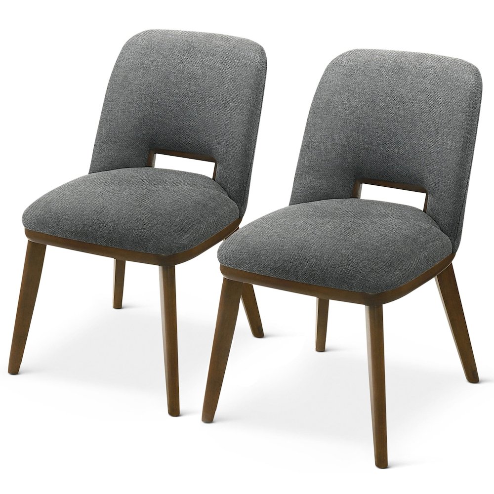 Blaken Dark Grey Fabric Dining Chair (Set Of 2). Picture 1