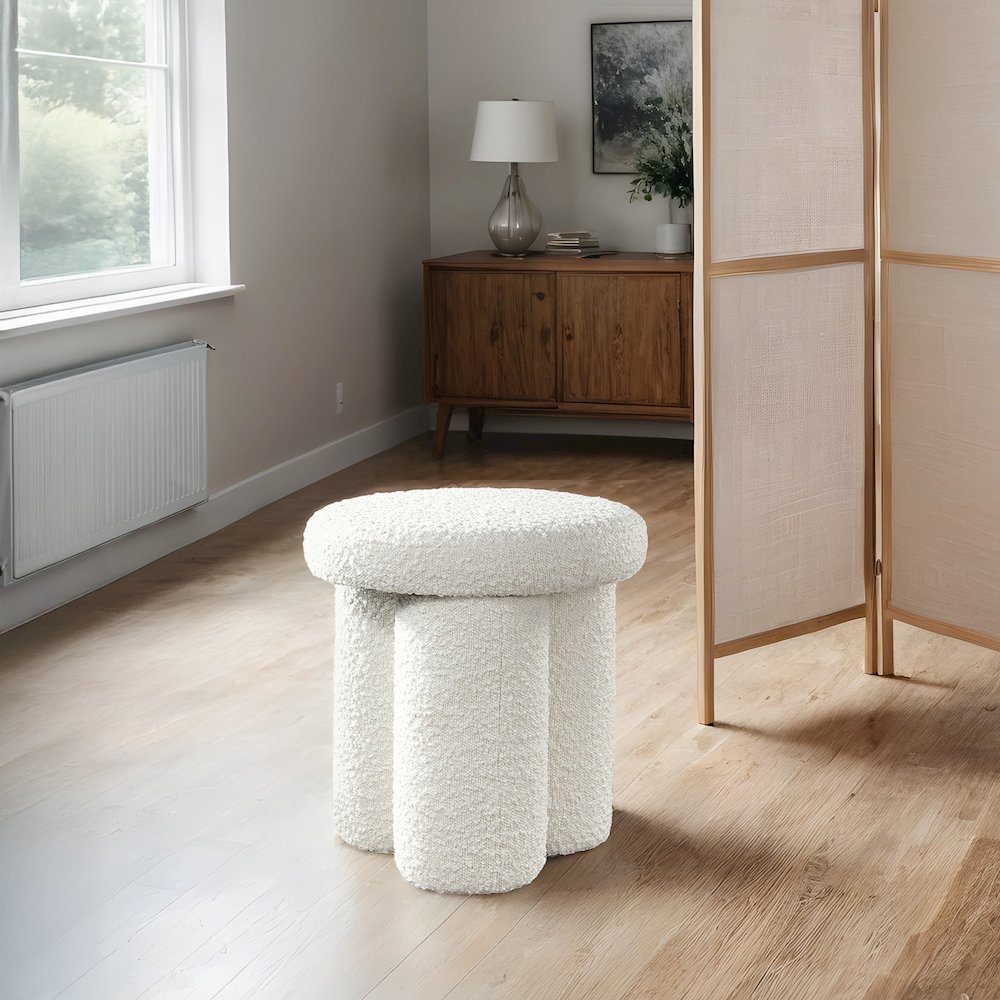 Wesley Ivory Boucle Stool. Picture 5