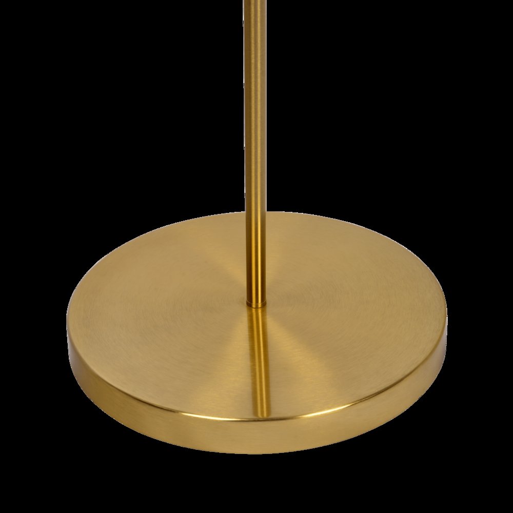 Majestic Brass Ring Base Curved Floor Lamp with Triangle White Drum Shade. Picture 5