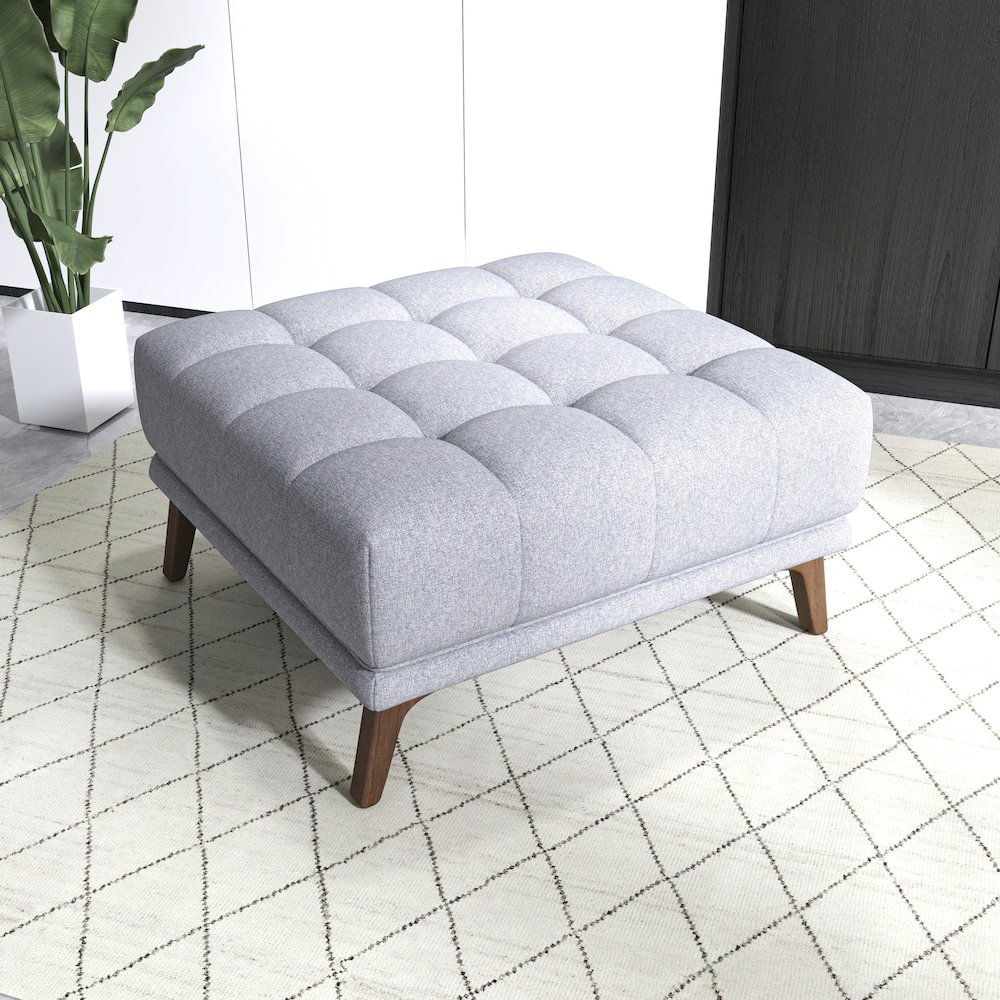 Addison Square Light Grey Upholstered Ottoman. Picture 2