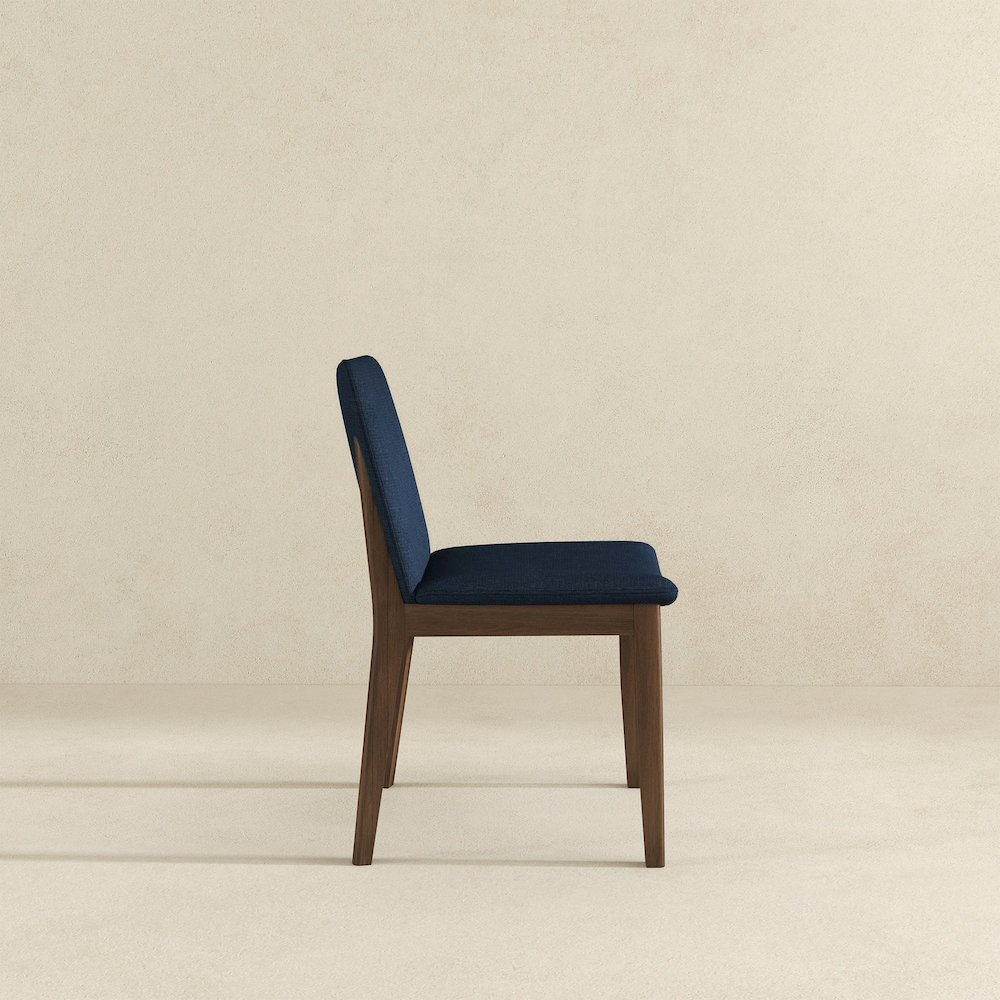 Laura  Blue Linen Solid Wood Dining Chair (Set Of 2). Picture 4