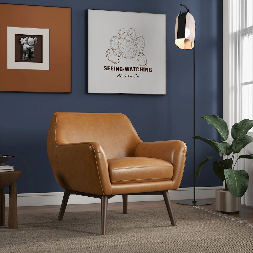 Panom Tan Leather Lounge Chair. Picture 6