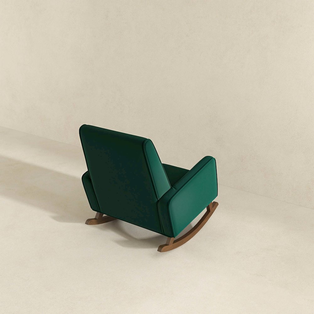 Demetrius Green Velvet Solid Wood Rocking Chair. Picture 3