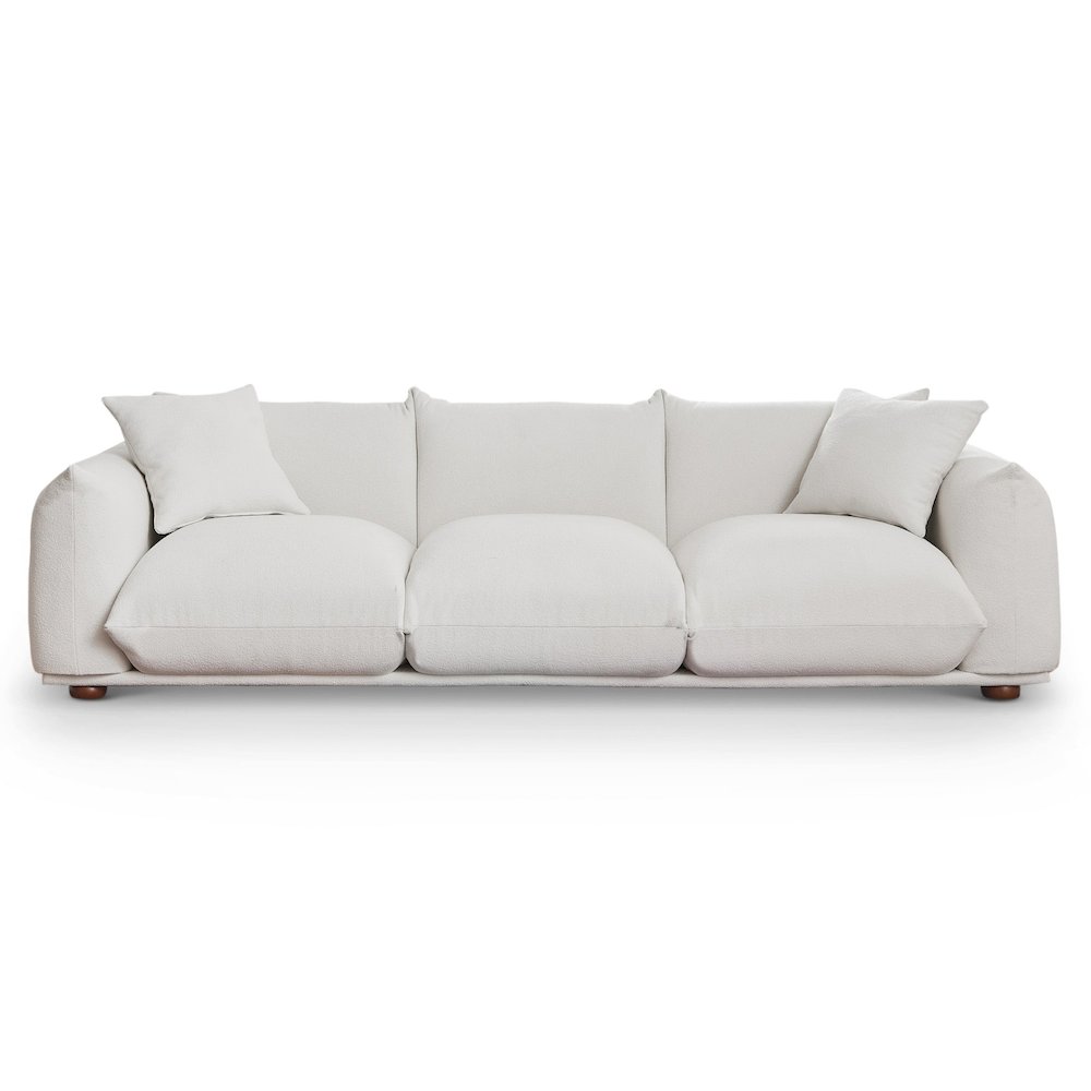 Kely  100'' Cream Boucle Upholstered Sofa. Picture 1