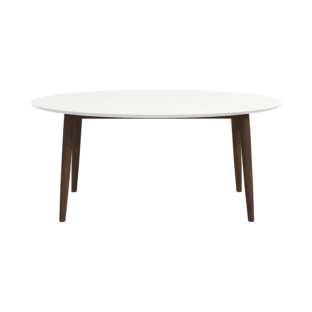 Ada Mid Century Modern Style Solid Wood White Top Oval Dining Table. Picture 2