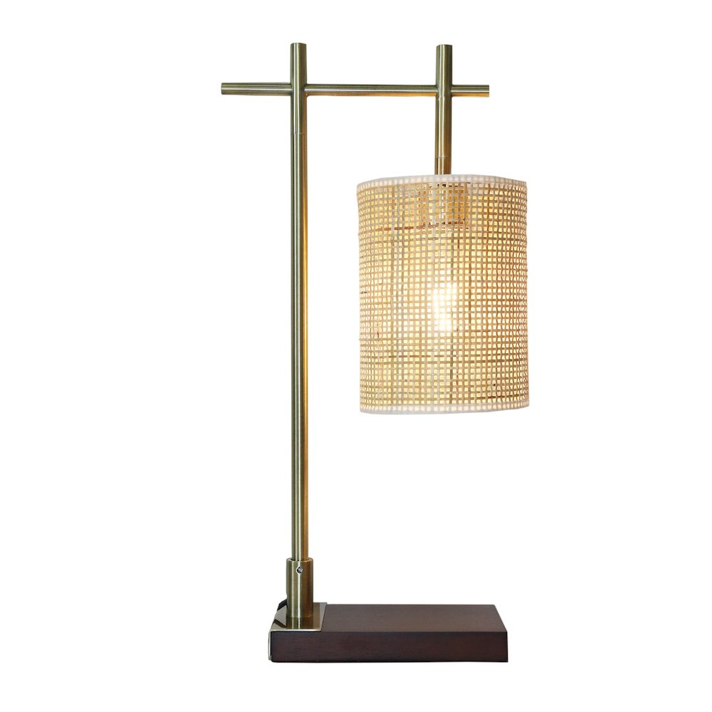 Moonstone Bamboo Lampshade Table Lamp - Dark Brown - Bronze. Picture 1