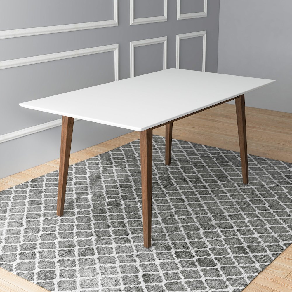 Mary Modern Style Solid Wood Rectangular Dining Kitchen Table 63". Picture 2