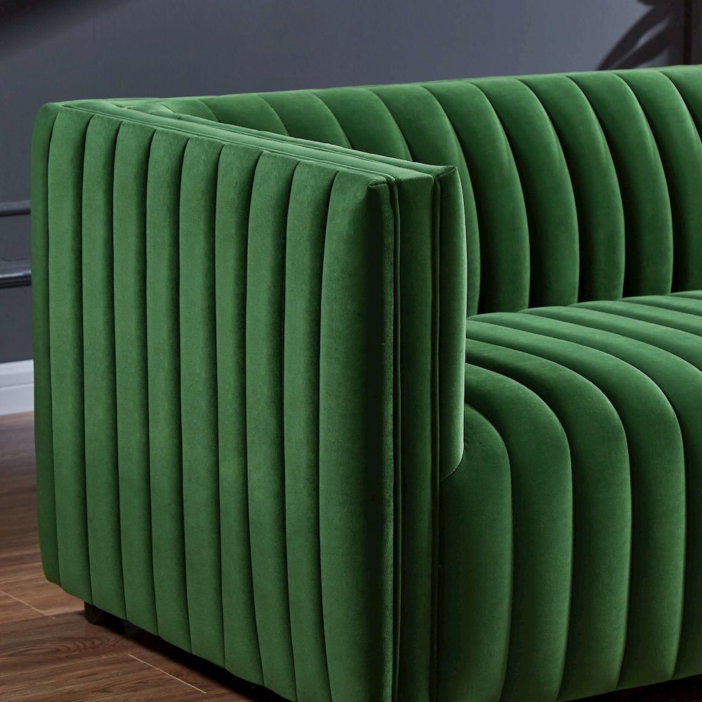 Dominic Channel Tufted Velvet Sofa. Picture 7