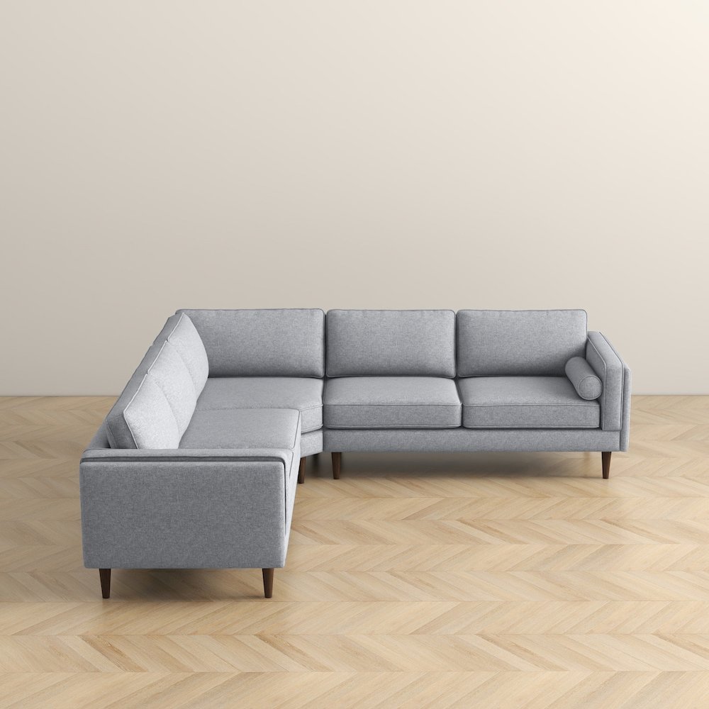 Amber Light Grey Fabric Corner Sectional Sofa. Picture 5