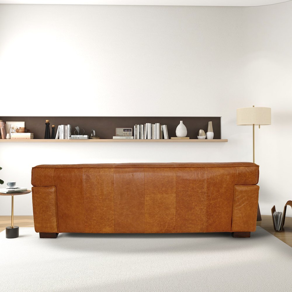 Morgan Waxy Cognac Leather Sofa. Picture 5