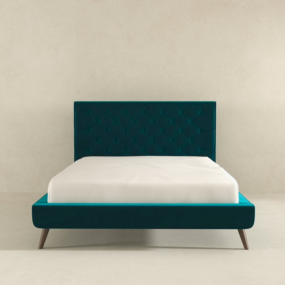 Dillon Teal Velvet Platform Bed(Queen Size). Picture 5