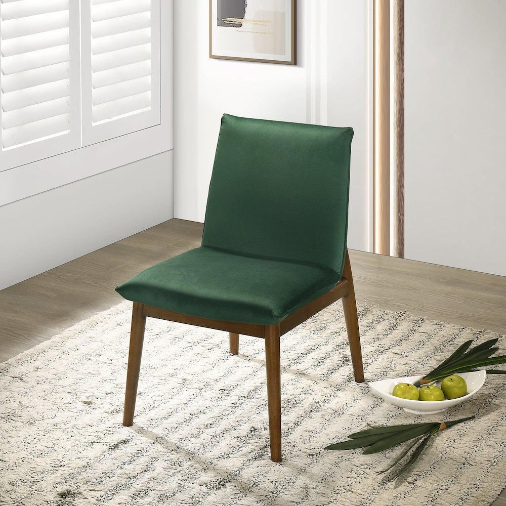 Monza Dark Green Velvet Dining Chair (Set Of 2). Picture 2