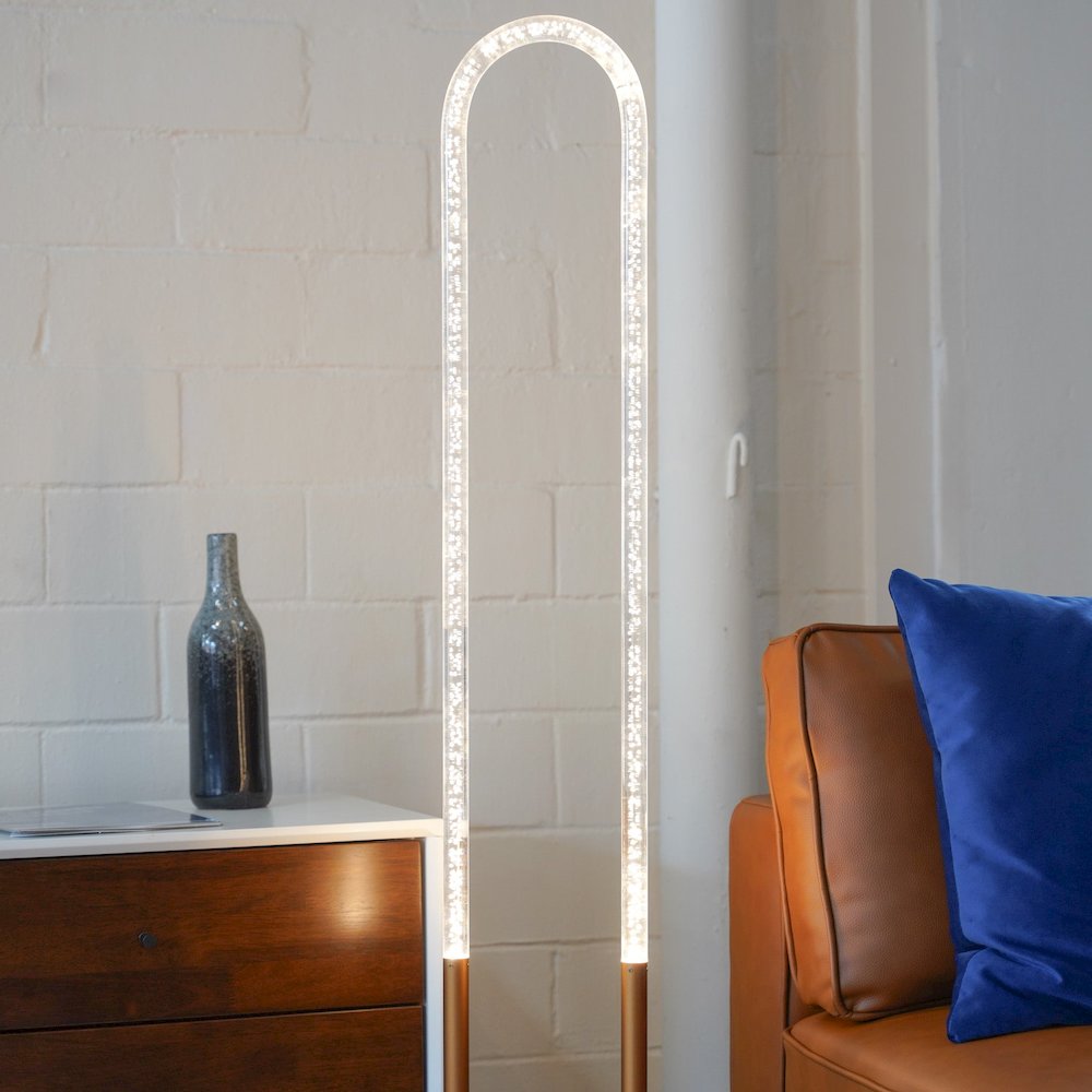 Zeon LED Floor Lamp Coarse Gold and Clear. Picture 3