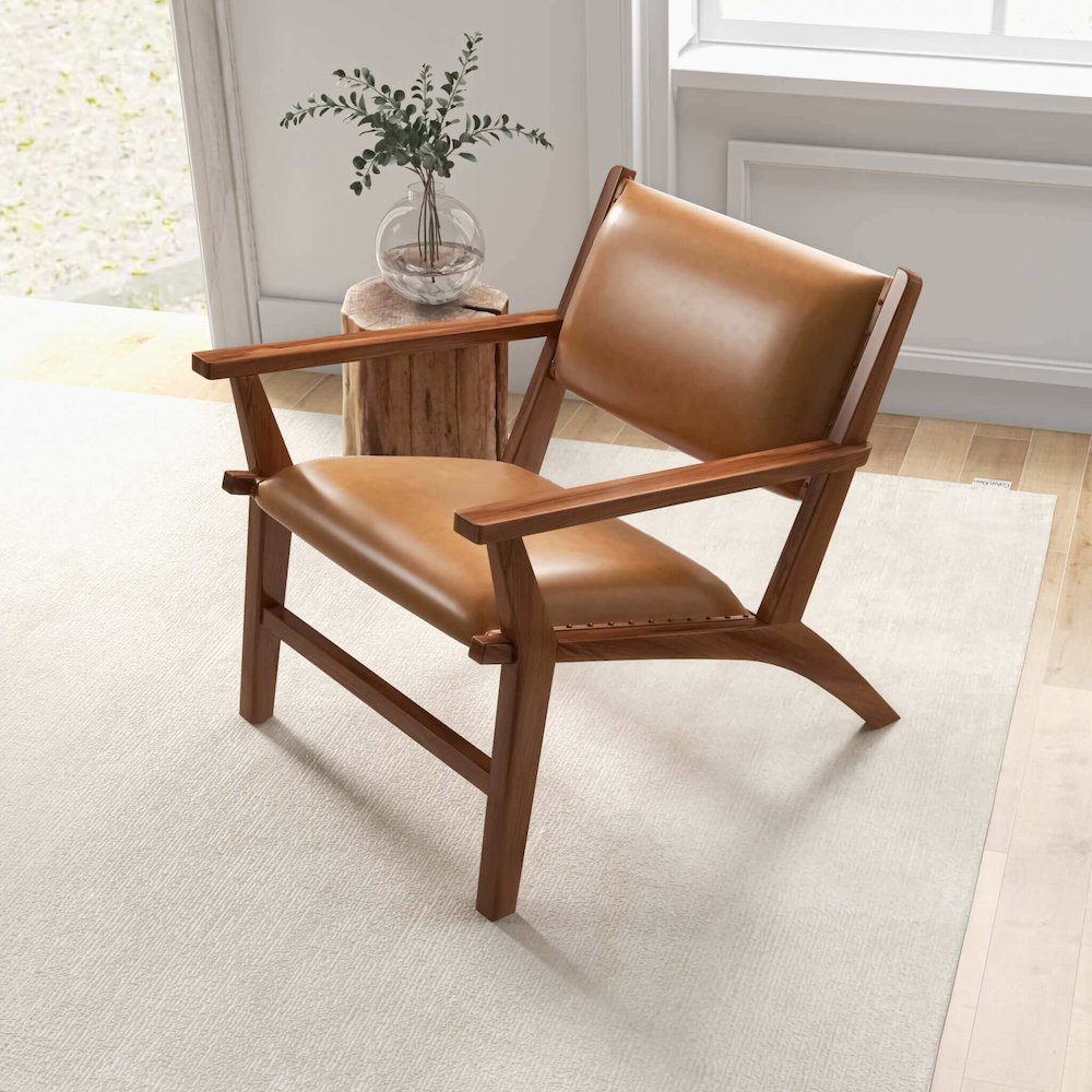 Hendrix Antique Tan Leather Arm Chair. Picture 5