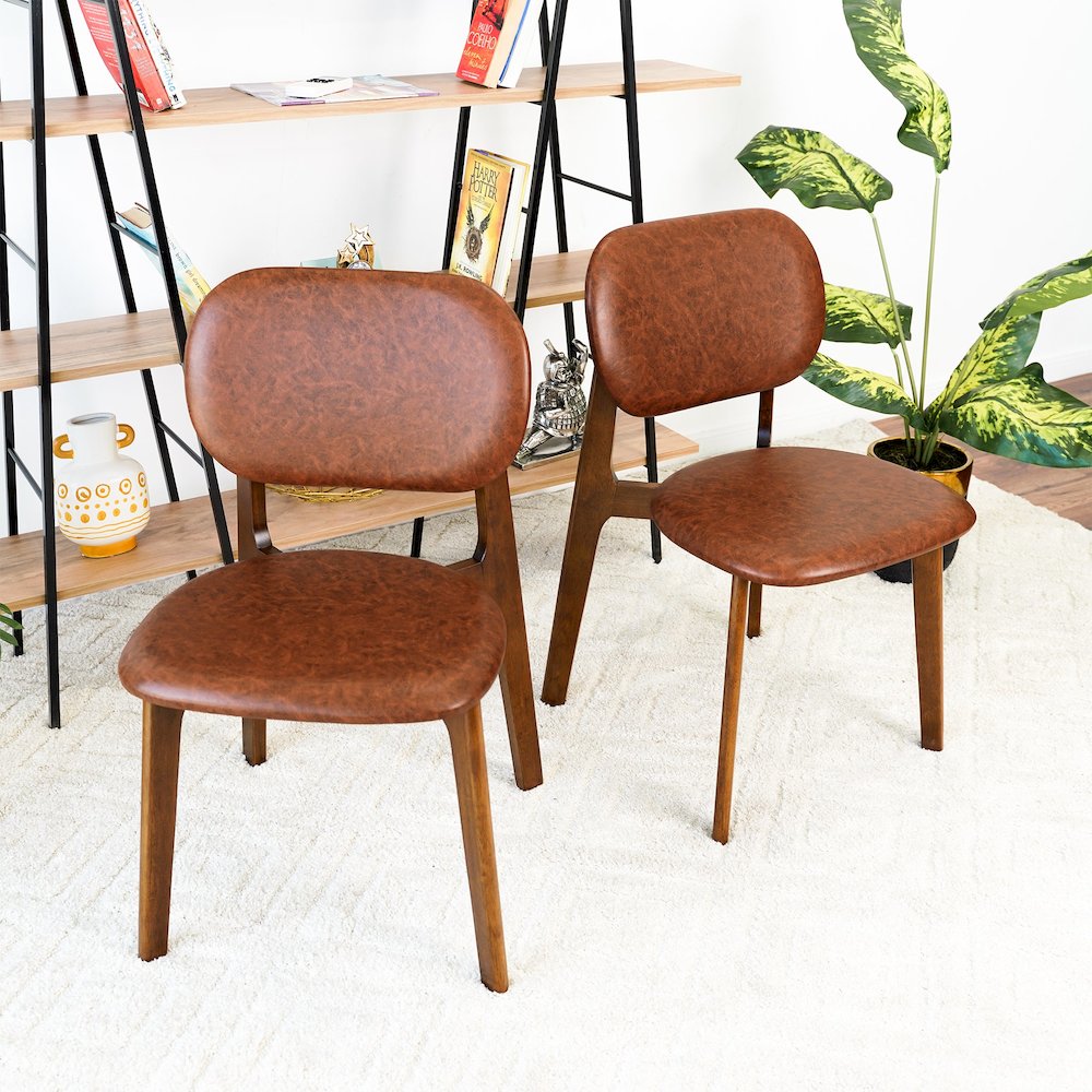 Kelsey Brown Leather Dining Chair (Set Of 2). Picture 2