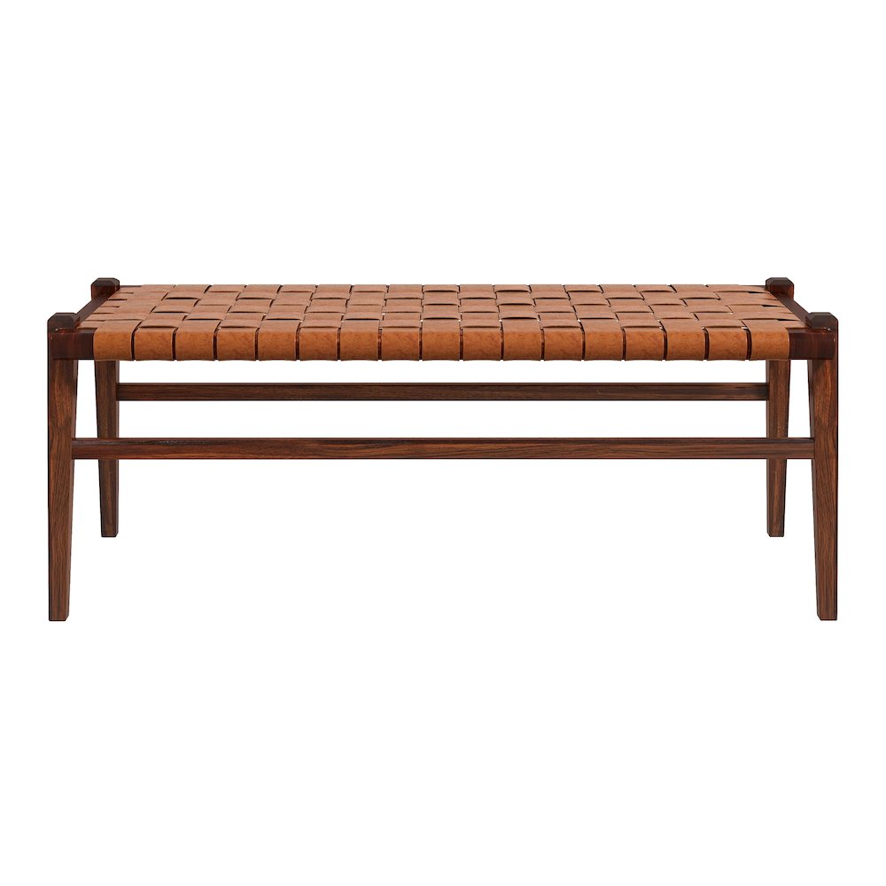 Cody Tan Leather Bench. Picture 1