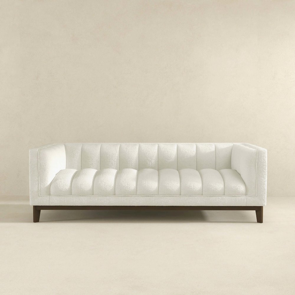 Melissa Mid-Century White Boucle Modern Sofa. Picture 4