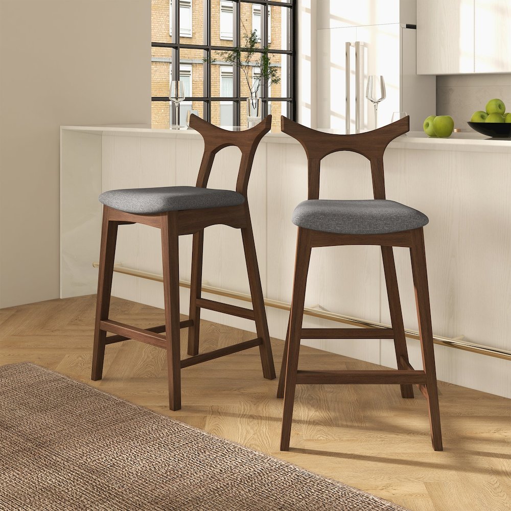 Hester Solid Wood Upholstered Square Counter Chair (Set Of 2). Picture 2