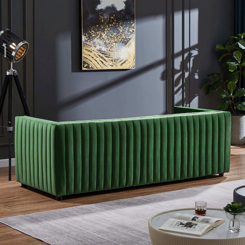 Dominic Channel Tufted Velvet Sofa. Picture 6