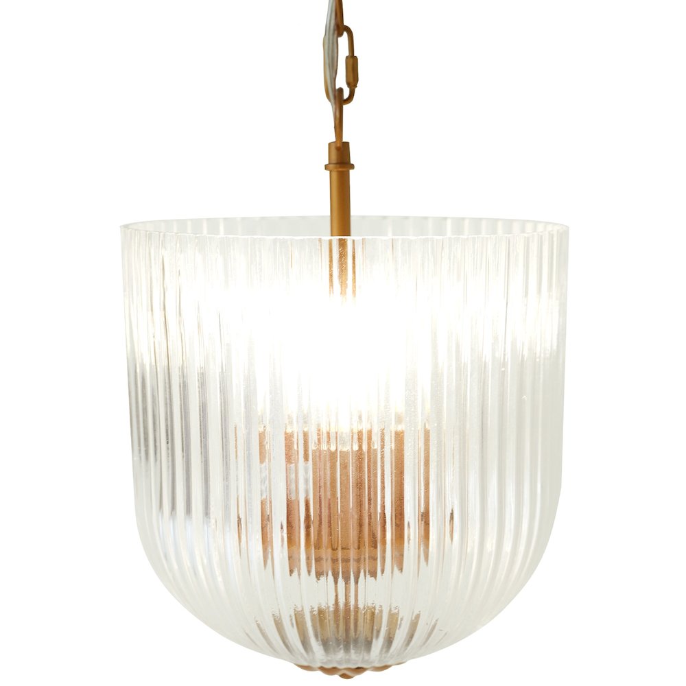 Garnet Pendant Lamp - Coarse Gold + Clear Glass. Picture 5