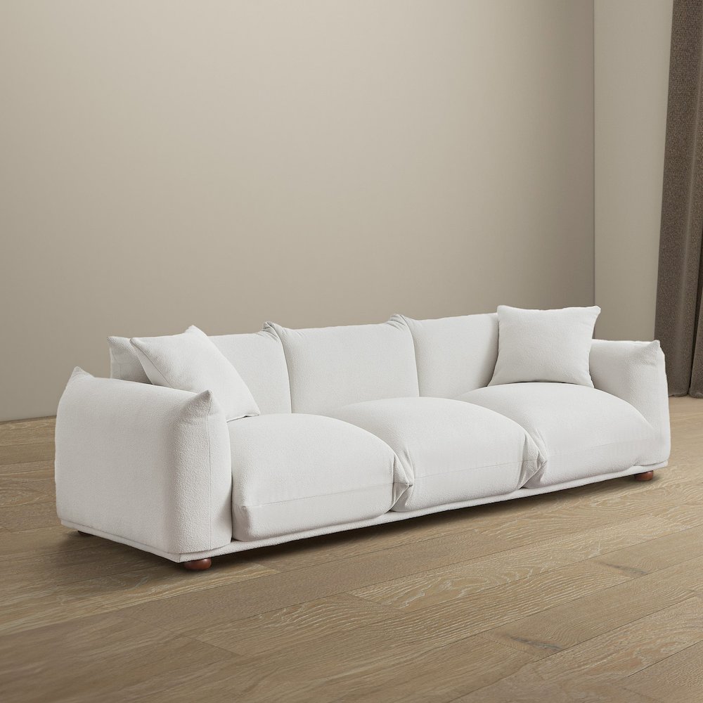 Kely  100'' Cream Boucle Upholstered Sofa. Picture 6