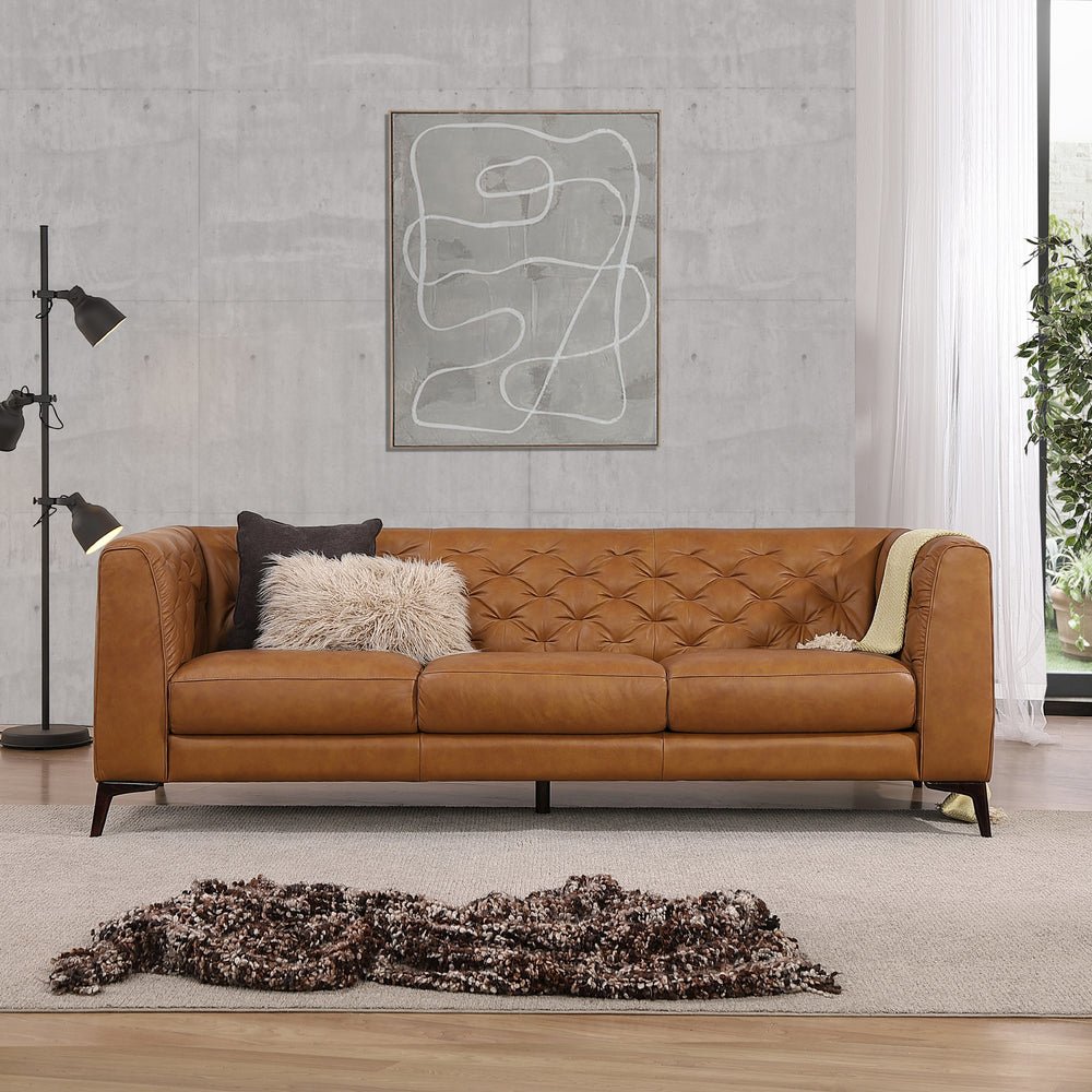 Fargo Tan Leather Sofa. Picture 2
