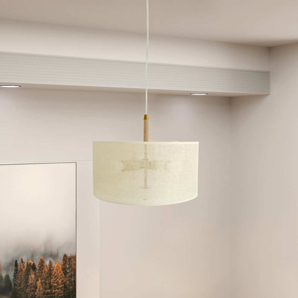 Glacier Pendant Lamp - Oak + Natural + Gold. Picture 2
