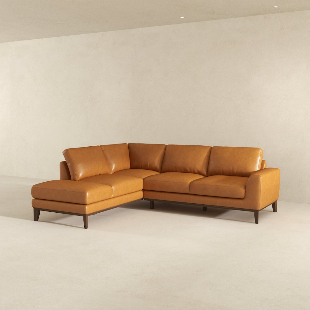 London Premium Genuine Leather Sectional Sofa Left Facing. Picture 5