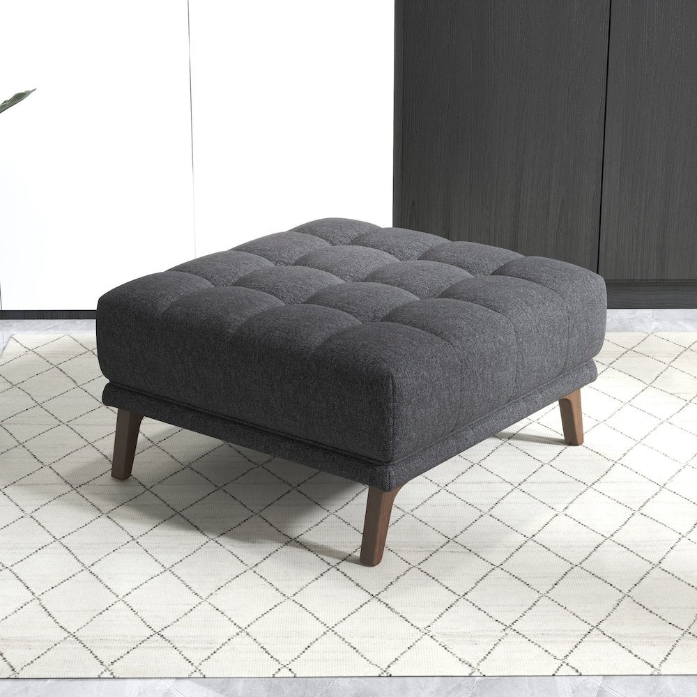 Addison Square Dark Grey Upholstered Ottoman. Picture 1