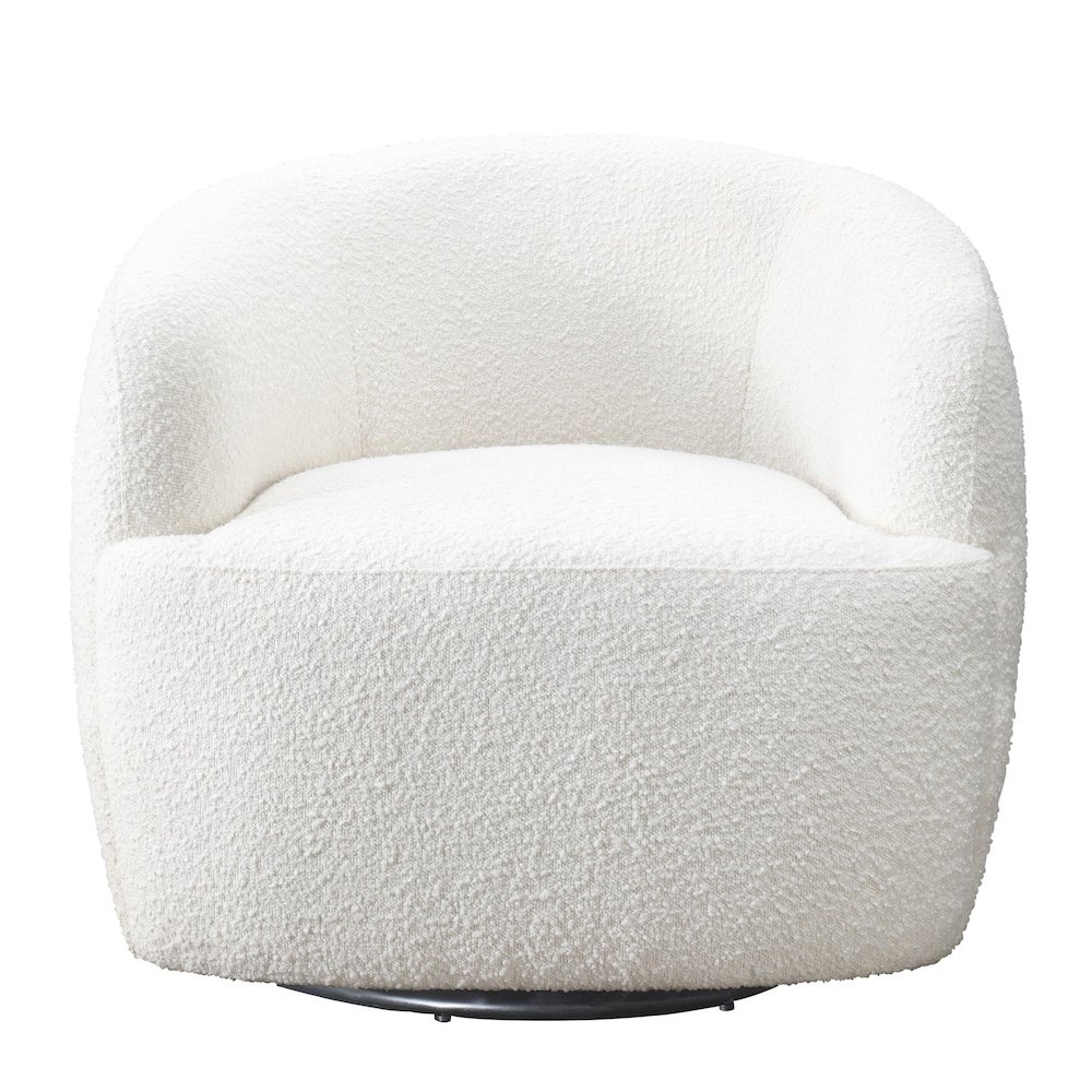 Mina White Boucle Swivel Chair. Picture 1