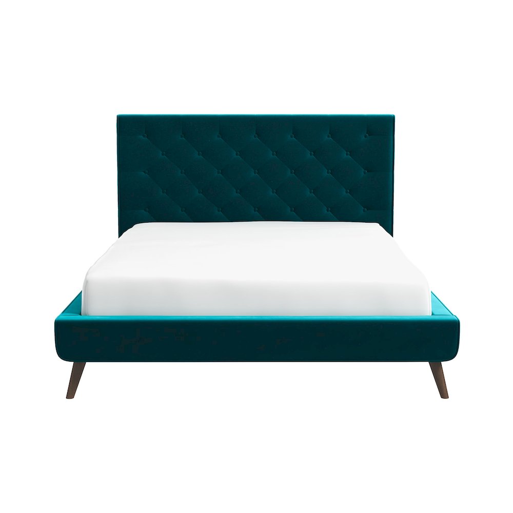Dillon Teal Velvet Platform Bed(Queen Size). Picture 2