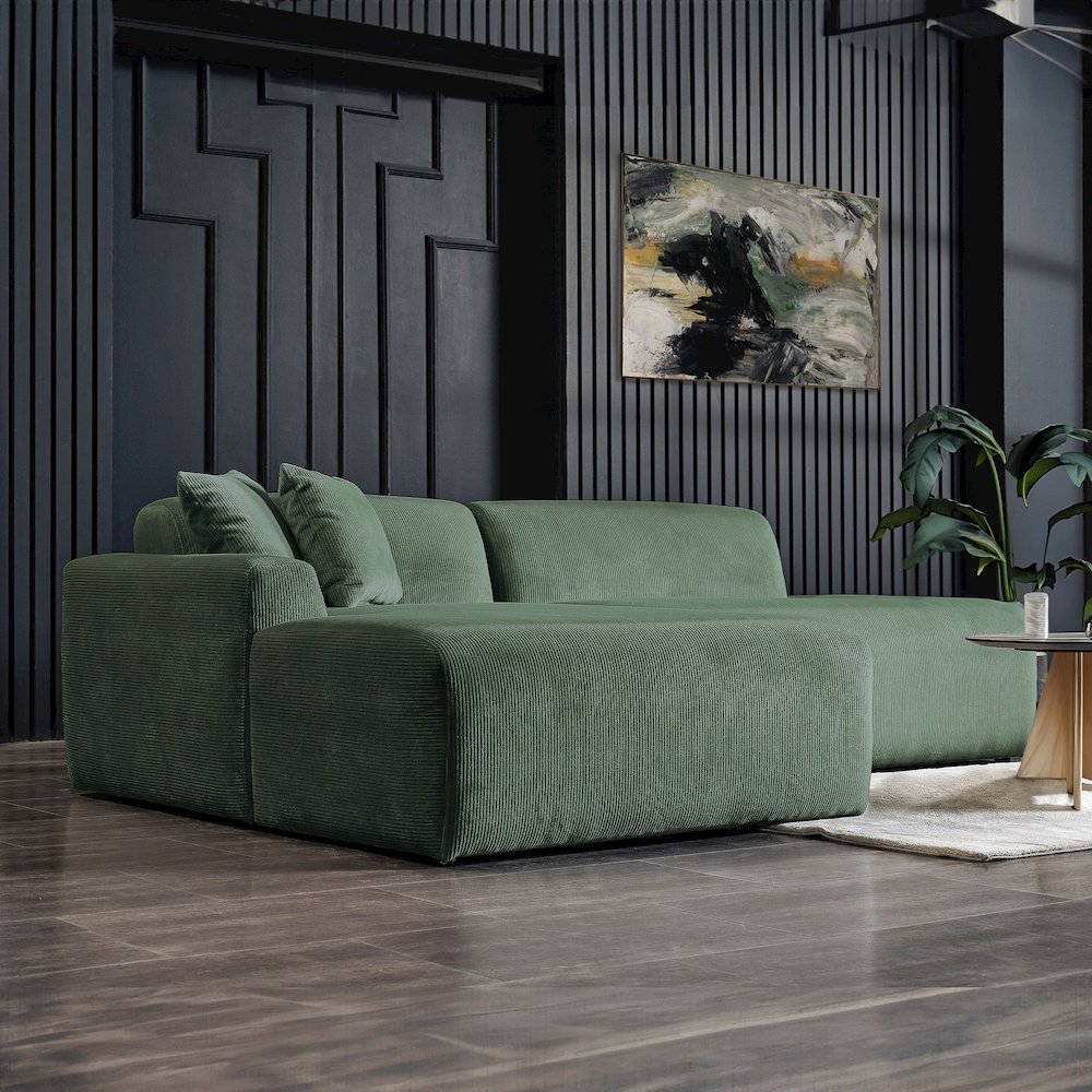 Mar Sectional Green Corduroy Sofa (Left Facing). Picture 5