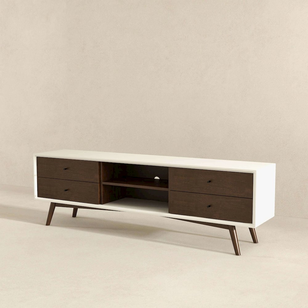 Caroline Walnut White TV Stand Up To 72". Picture 5