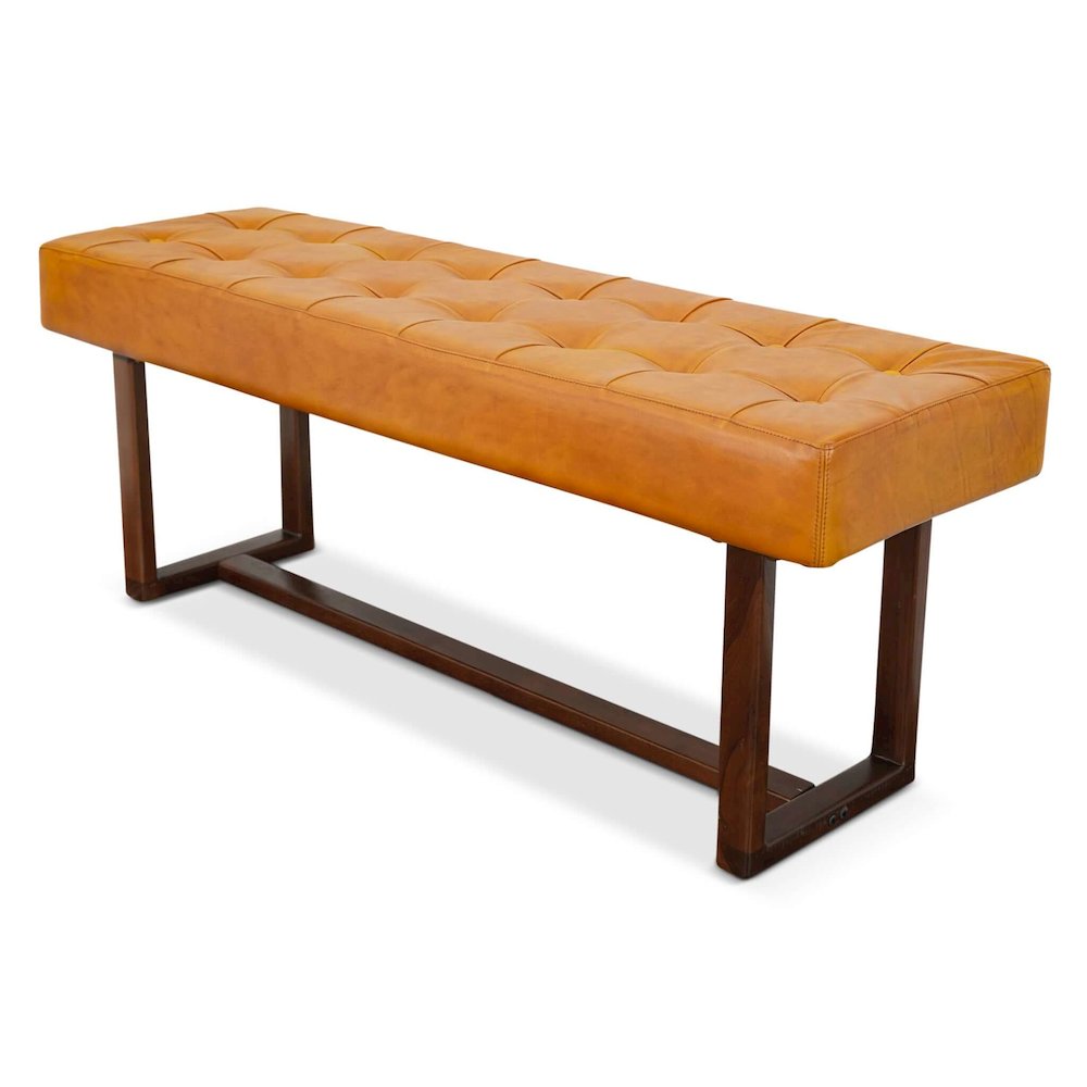 Cameron Tan Leather Bench. Picture 2