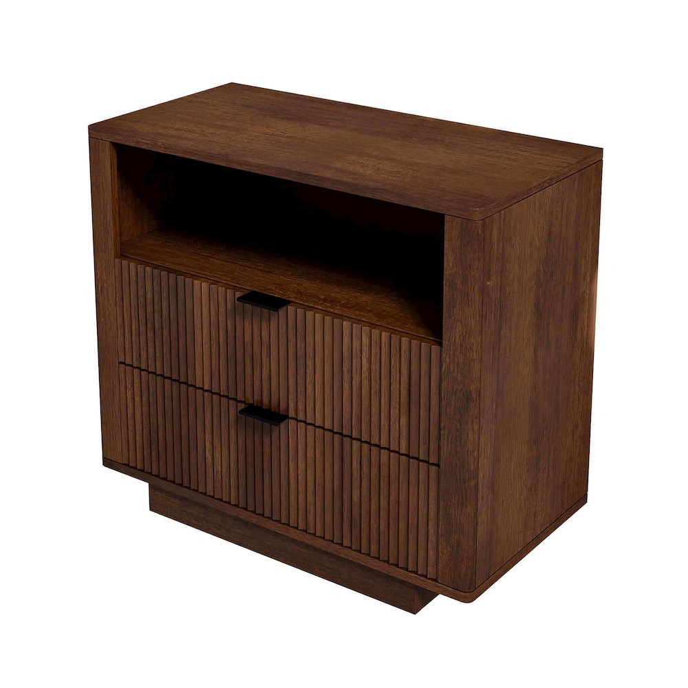 Lola Mid Century Modern Walnut Nightstand Bed Side Table. Picture 1