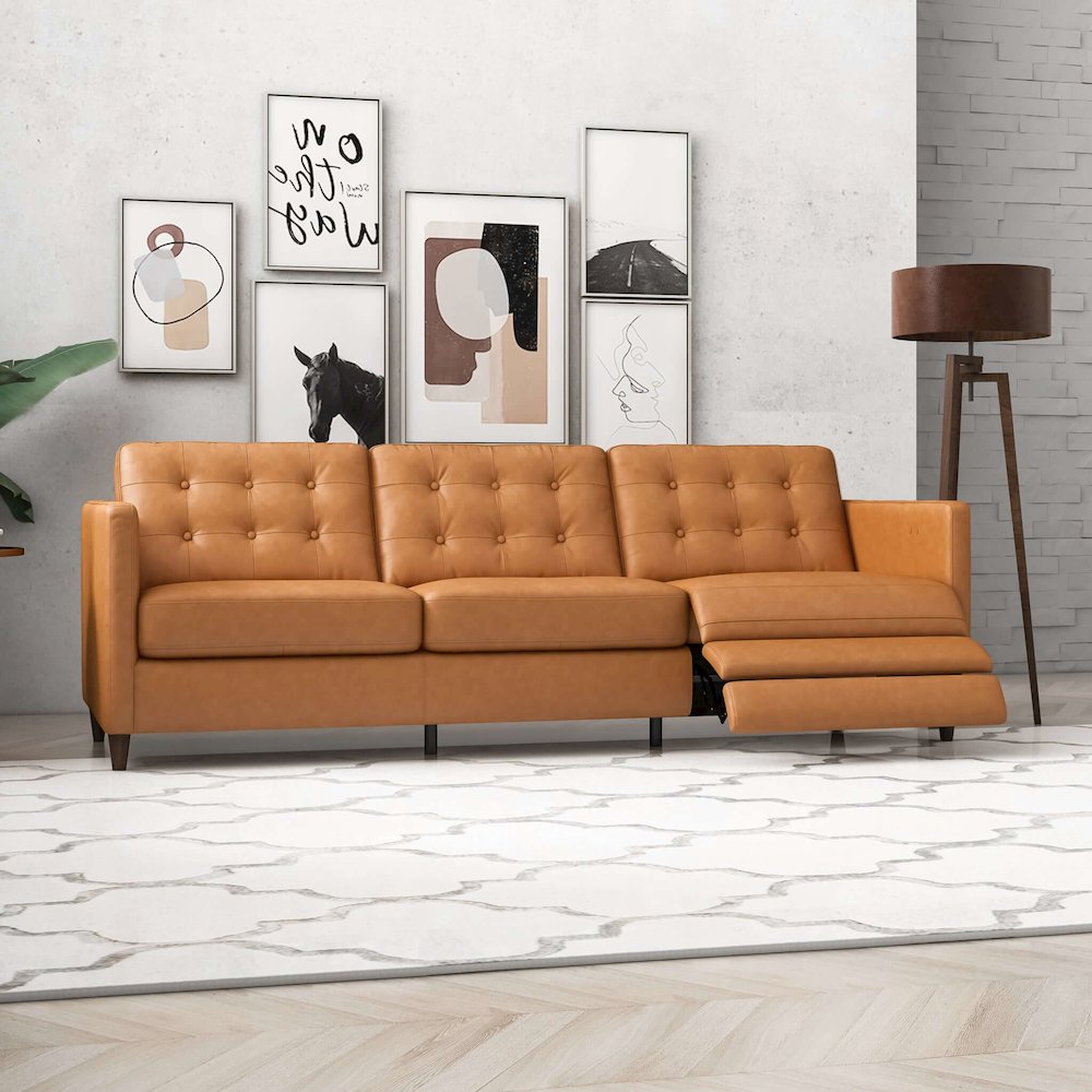 Christopher Tan Leather Electric Inclining Sofa. Picture 6