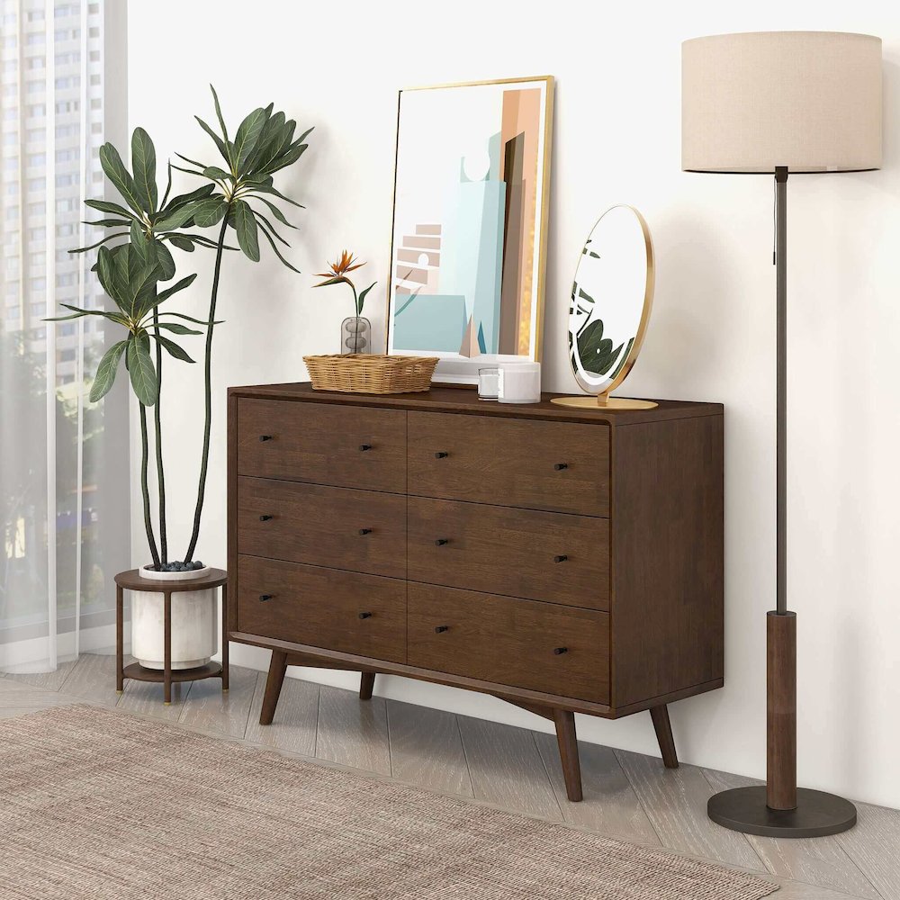 Caroline Mid Century Modern Solid Wood Dresser. Picture 4