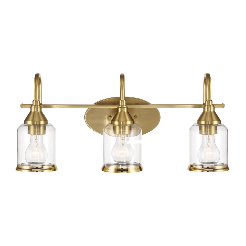 Twilight Three Lights Brushed Gold Contemporary Vanity Light. Picture 2