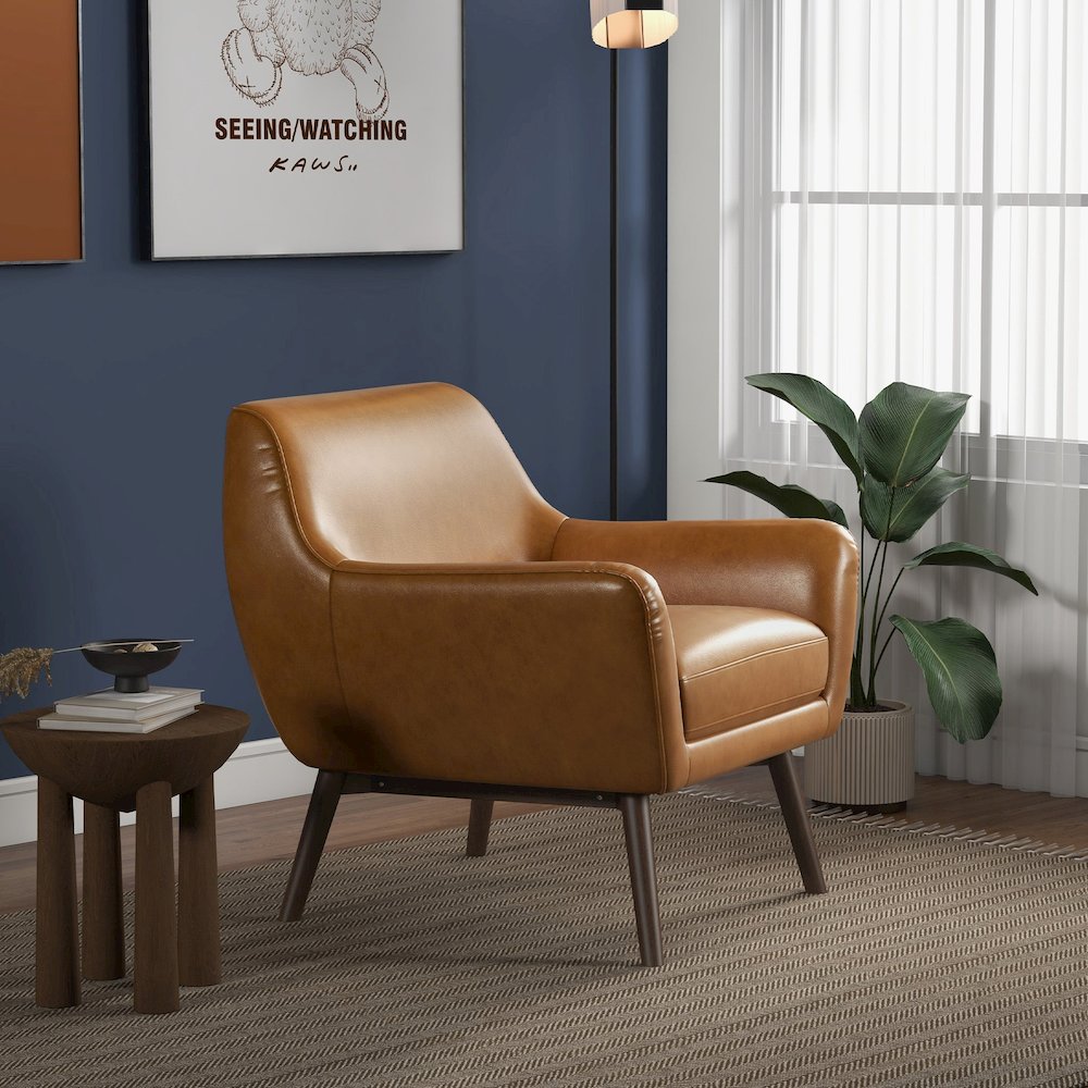 Panom Tan Leather Lounge Chair. Picture 4