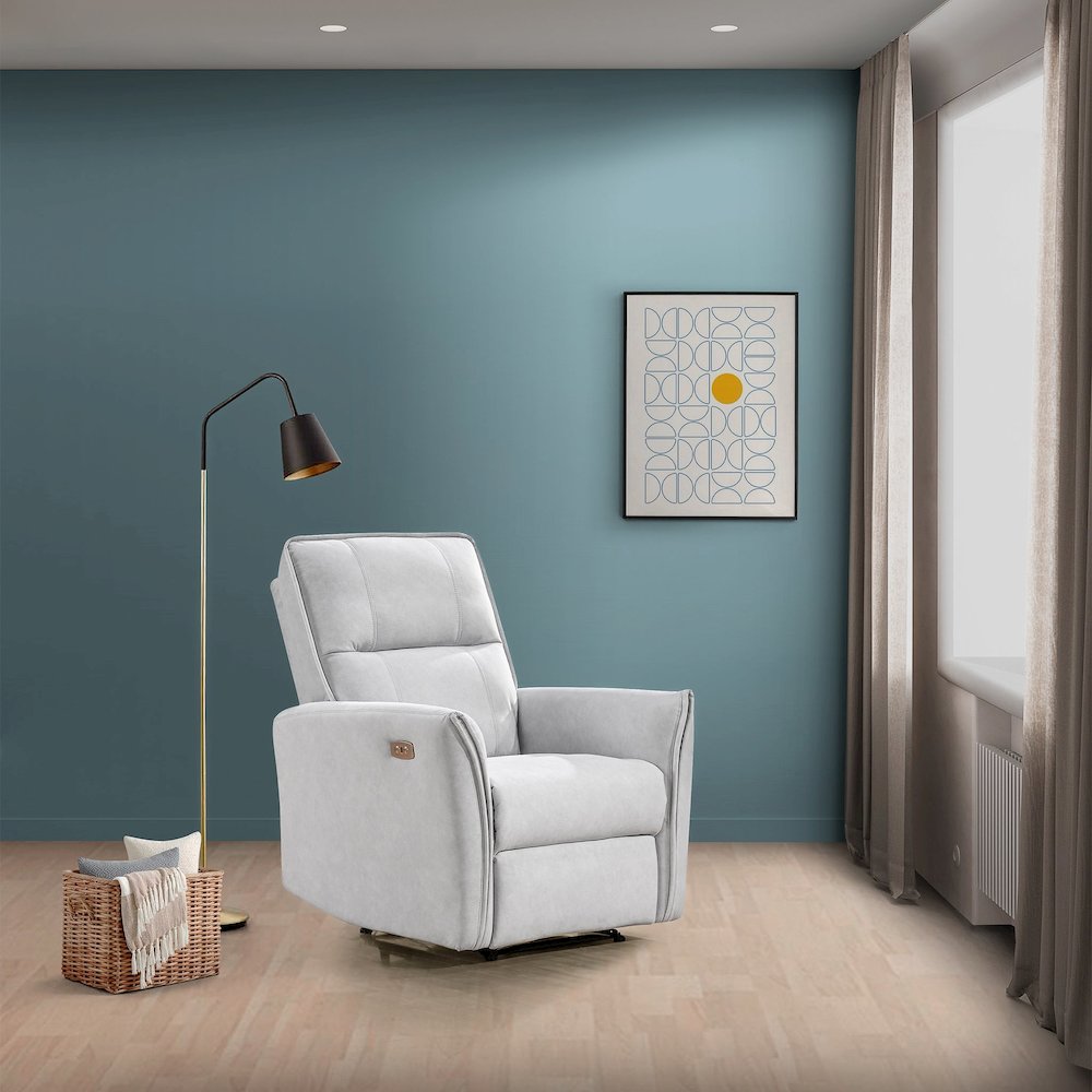 Asheville Grey Suede Recliner Chair. Picture 6