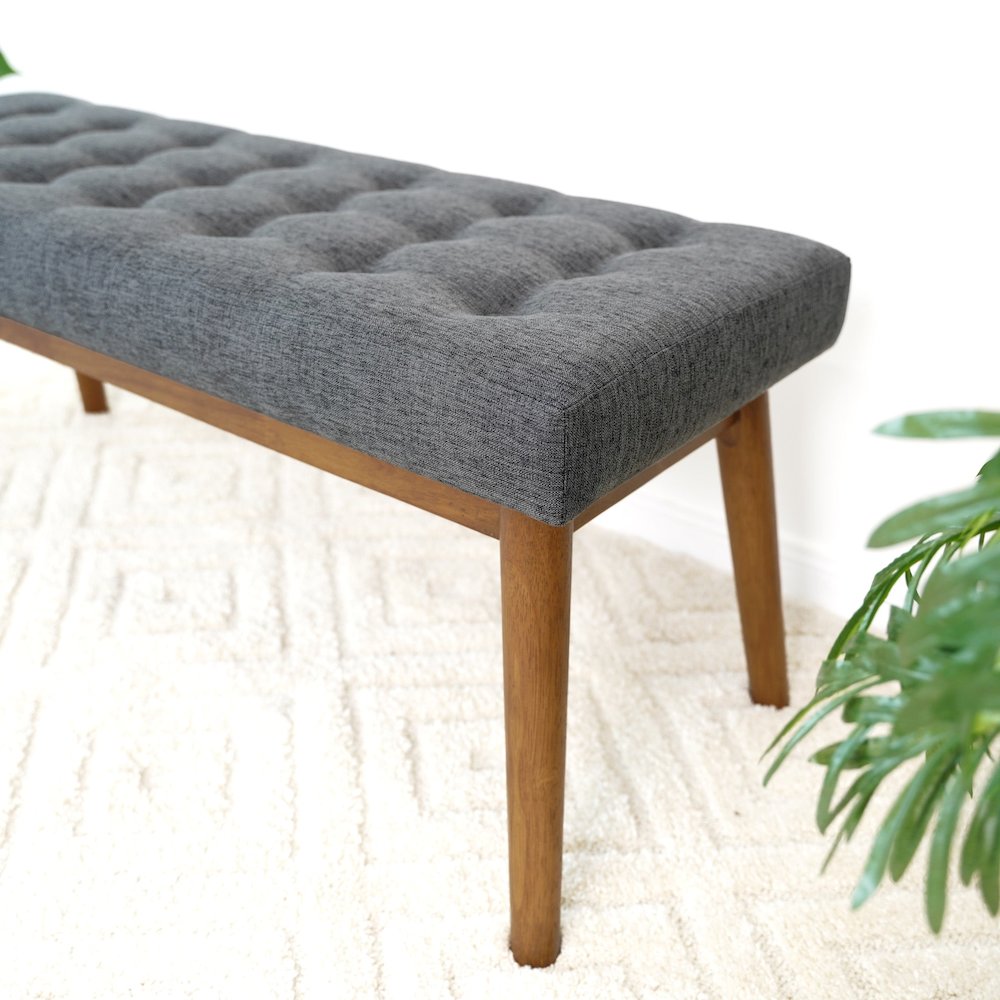 Delilah Modern Dark Gray Fabric Bench. Picture 5